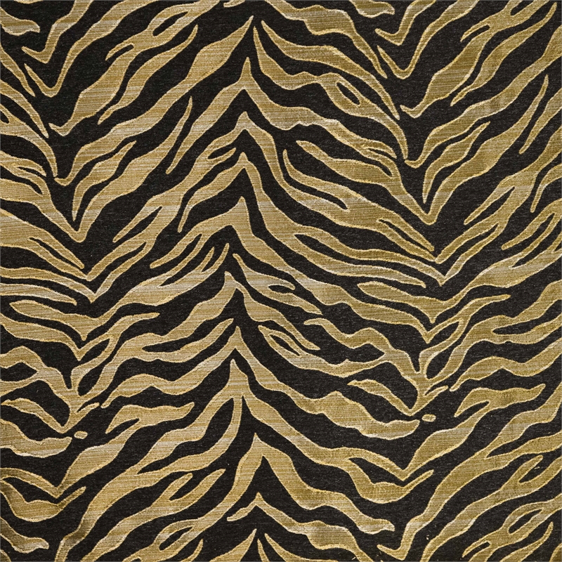 Furniture of America Samison Fabric Zebra Print Gold Trim Sofa in Black