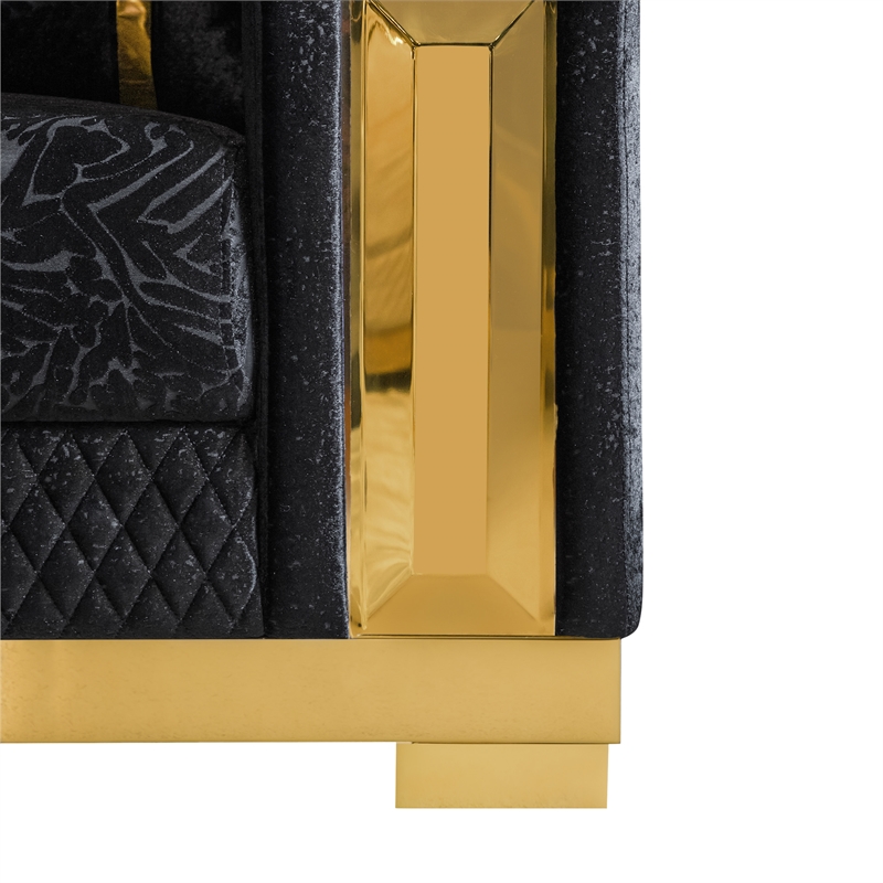 Furniture of America Afra Fabric Soft Curved Track Arms Sofa in Black