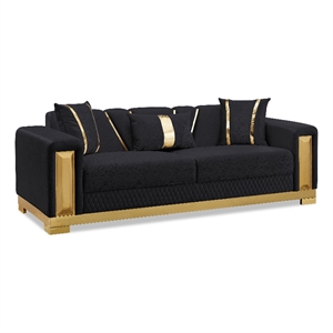 Furniture of America Afra Fabric Soft Curved Track Arms Sofa in Black