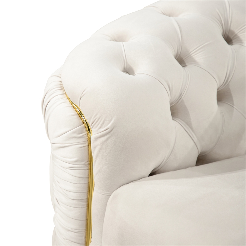 Furniture of America Elbrook Fabric Slope Curved Arm Sofa in Beige