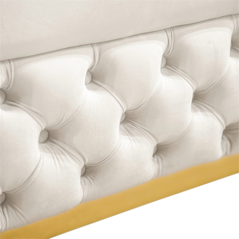 Furniture of America Elbrook Fabric Slope Curved Arm Sofa in Beige