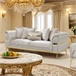 Furniture of America Ranera Fabric Flare Channeled Arms Sofa in Beige