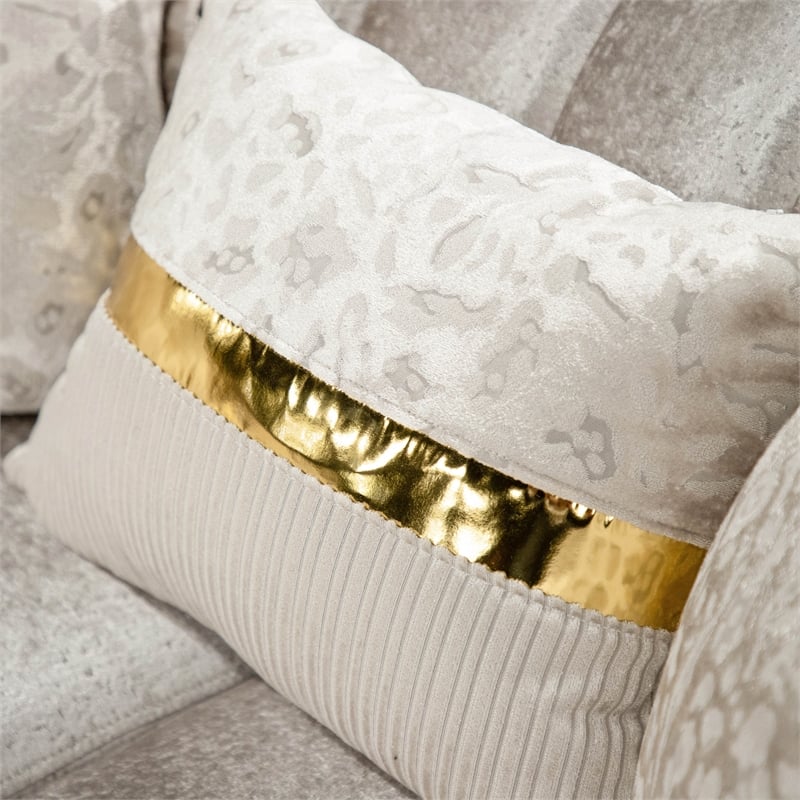 Furniture of America Ranera Fabric Flare Channeled Arms Sofa in Beige