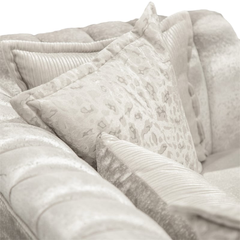 Furniture of America Ranera Fabric Flare Channeled Arms Sofa in Beige