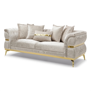 Furniture of America Ranera Fabric Flare Channeled Arms Sofa in Beige