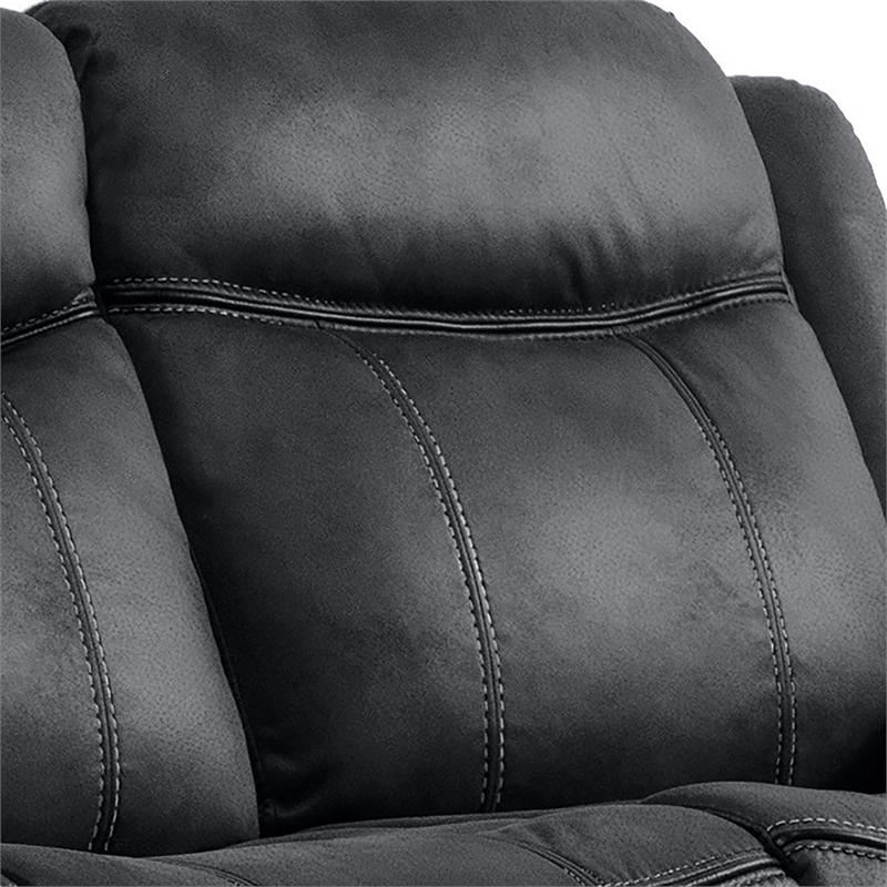 FOA Moya Faux Leather Manual Reclining Sofa with Drop-Down Table in Black