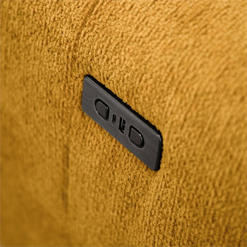 Furniture of America Tavie Chenille L-Shaped Power Sectional with USB in Yellow