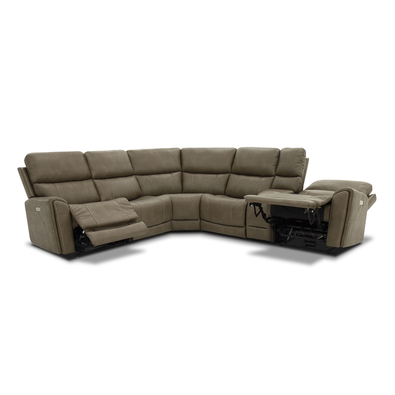 Furniture of America Brio Fabric Power Sectional with Lift Chair in Brown
