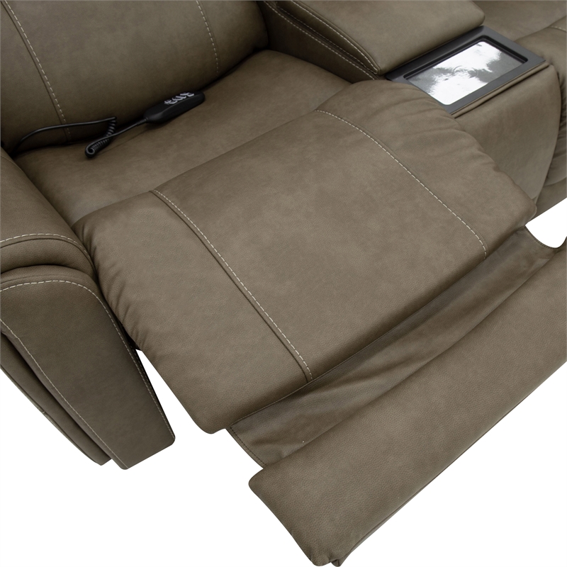 Furniture of America Brio Fabric Power Sectional with Lift Chair in Brown