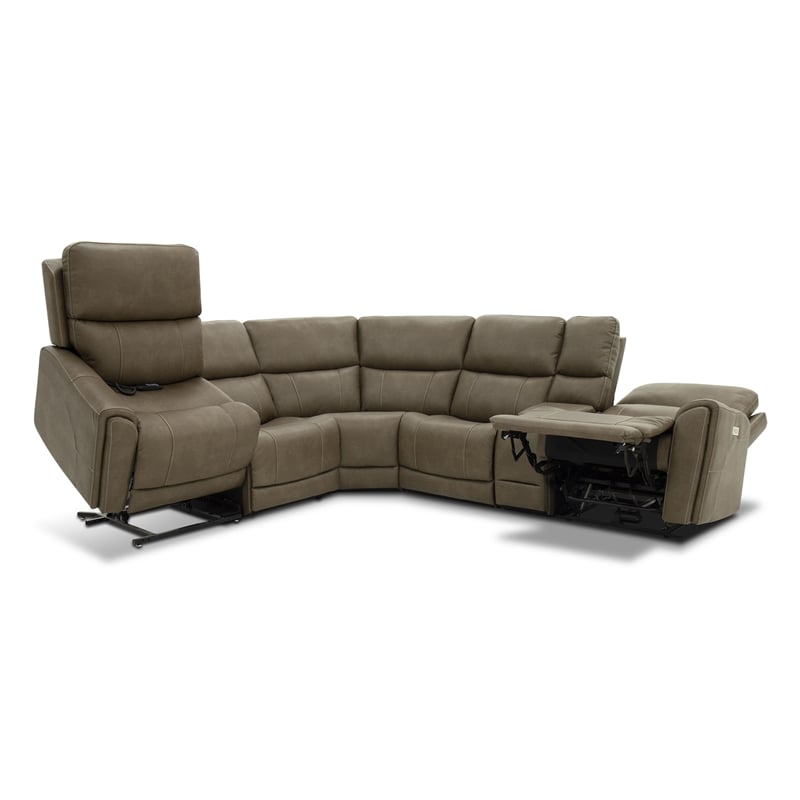 Furniture of America Brio Fabric Power Sectional with Lift Chair in Brown