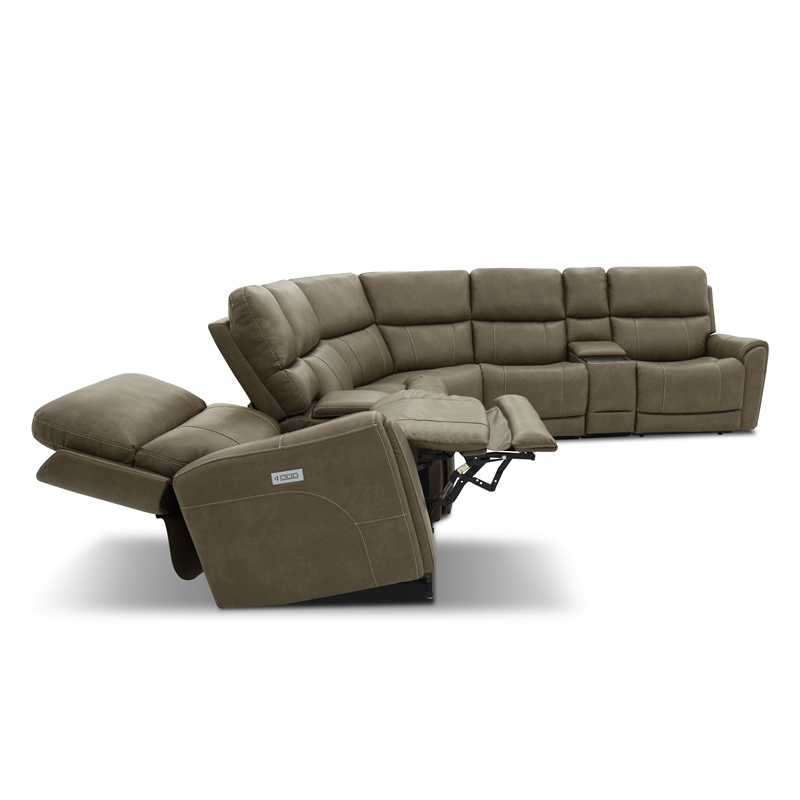 Furniture of America Brio Fabric Power Sectional with Lift Chair in Brown