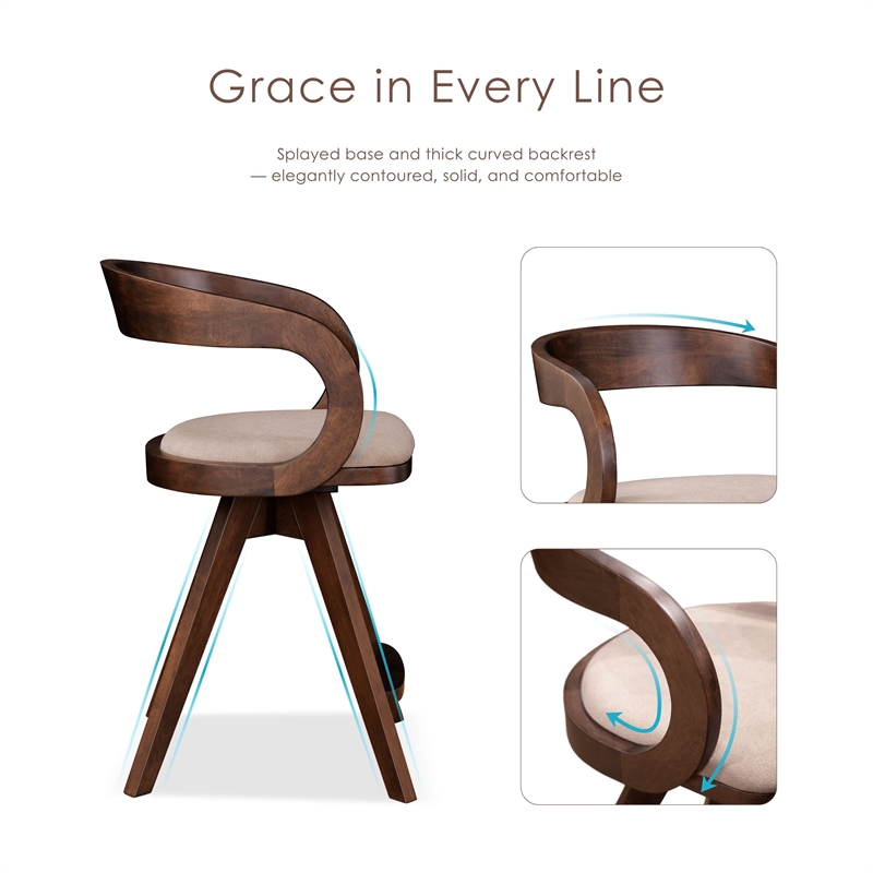 Furniture of America Nazaen Wood Barrel Back Counter Stools in Walnut (Set of 2)