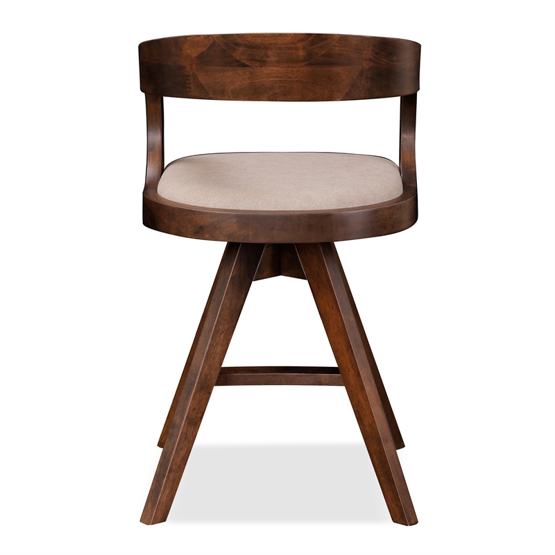 Furniture of America Nazaen Wood Barrel Back Counter Stools in Walnut (Set of 2)