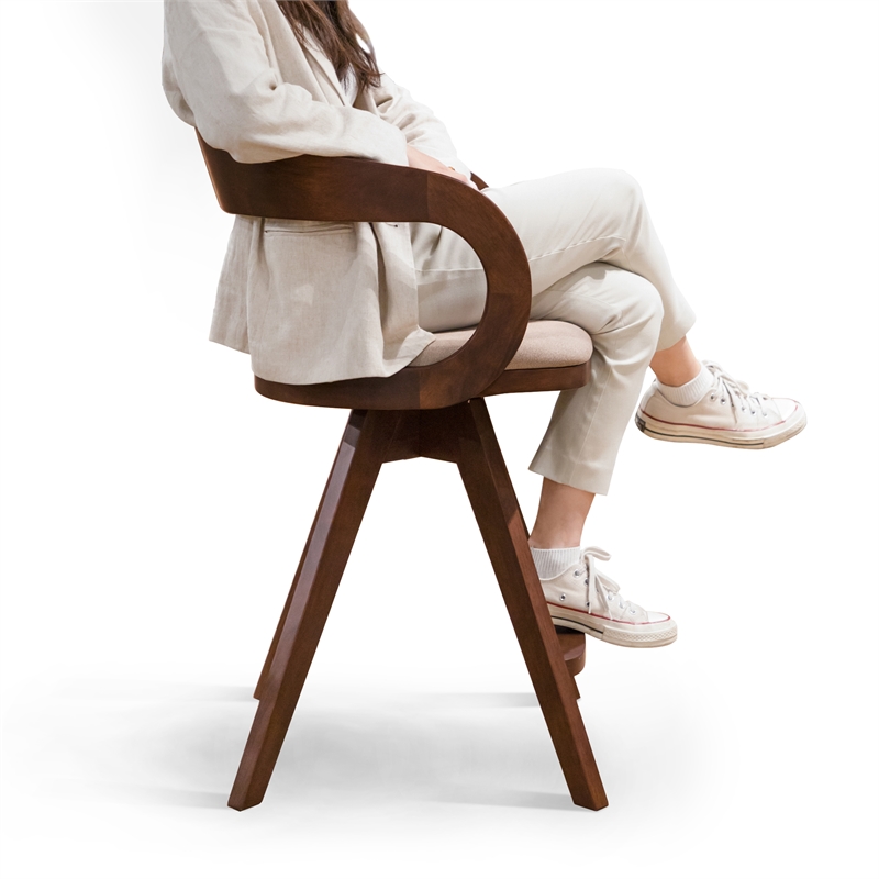 Furniture of America Nazaen Wood Barrel Back Counter Stools in Walnut (Set of 2)