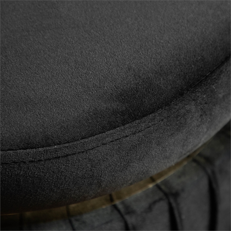 Furniture of America Magnus Fabric Upholstered Round Accent Stool in Black