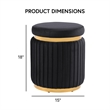 Furniture of America Magnus Fabric Upholstered Round Accent Stool in Black