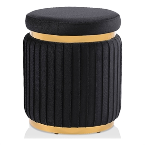 Furniture of America Magnus Fabric Upholstered Round Accent Stool in Black