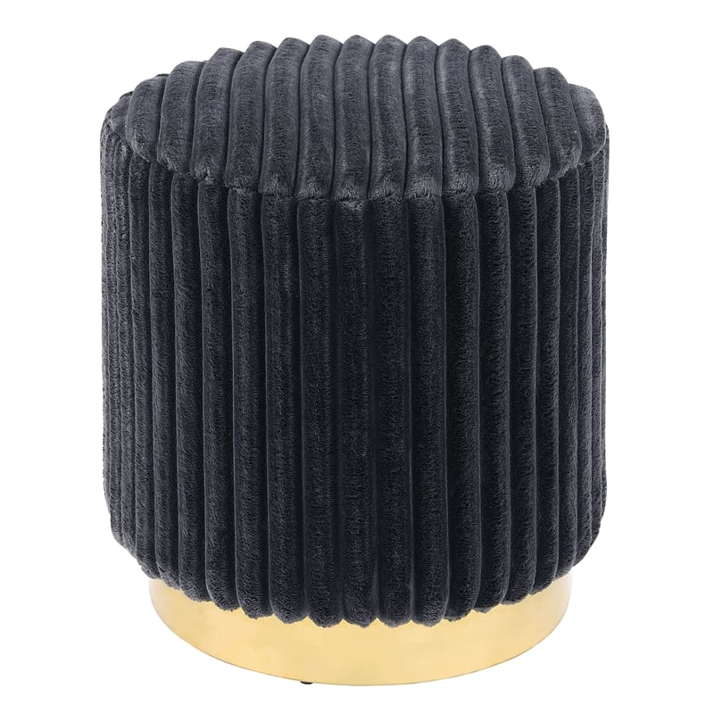 Furniture of America Vail Fabric Upholstered Round Plinth Base Stool in Gray