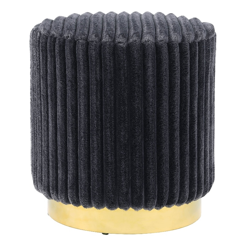 Furniture of America Vail Fabric Upholstered Round Plinth Base Stool in Gray