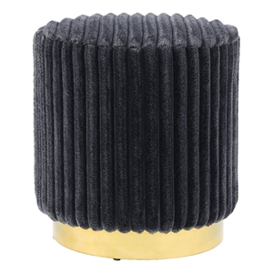 Furniture of America Vail Fabric Upholstered Round Plinth Base Stool in Gray