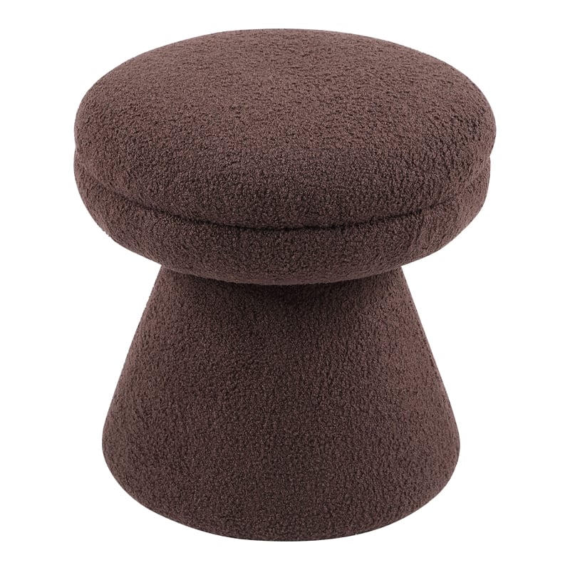 Furniture of America Rami Fabric Upholstered Round Mushroom-Shape Stool in Brown