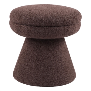 Furniture of America Rami Fabric Upholstered Round Mushroom-Shape Stool in Brown