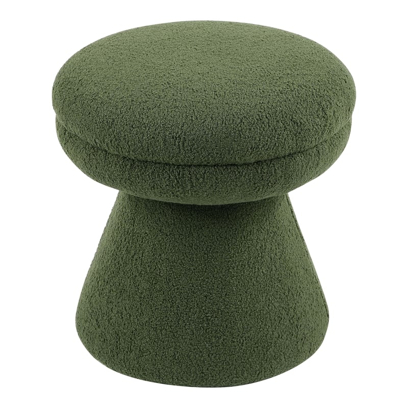 Furniture of America Rami Fabric Upholstered Round Mushroom-Shape Stool in Green