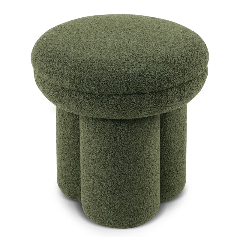 Furniture of America Rami Fabric Upholstered Round Mushroom-Shape Stool in Green