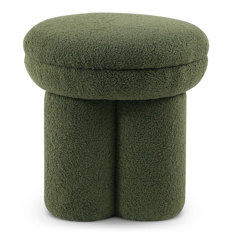 Furniture of America Rami Fabric Upholstered Round Mushroom-Shape Stool in Green