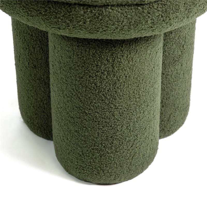 Furniture of America Rami Fabric Upholstered Round Mushroom-Shape Stool in Green