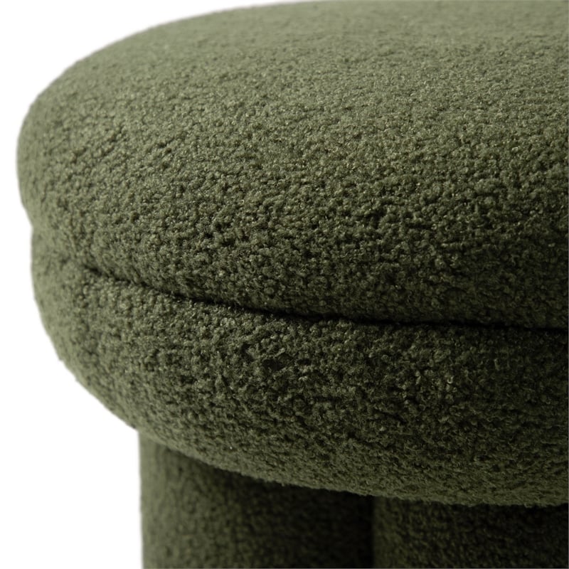 Furniture of America Rami Fabric Upholstered Round Mushroom-Shape Stool in Green