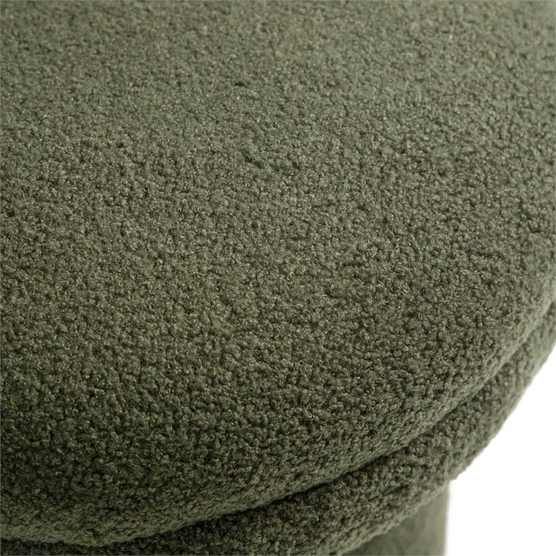 Furniture of America Rami Fabric Upholstered Round Mushroom-Shape Stool in Green