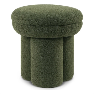 Furniture of America Rami Fabric Upholstered Round Mushroom-Shape Stool in Green