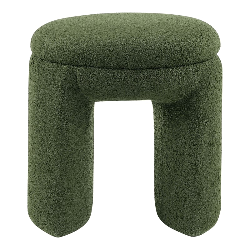 Furniture of America Rami Fabric Upholstered U-Shaped Shearling Stool in Green