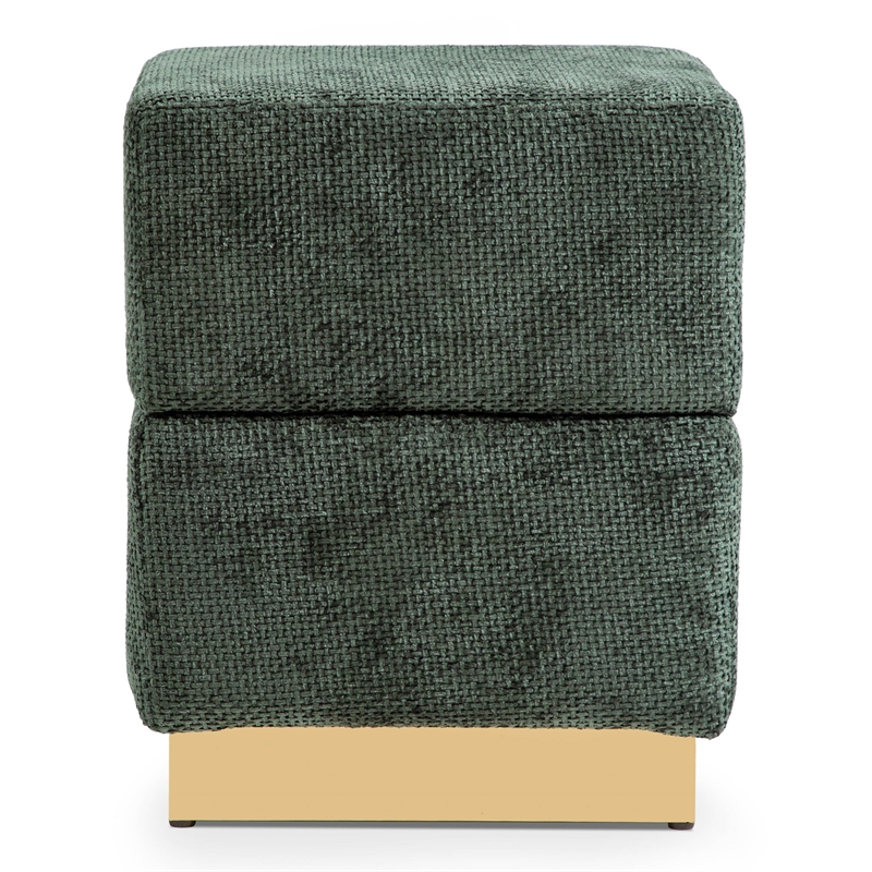Furniture of America Renzo Chenille Square Cube Design Storage Stool in Green
