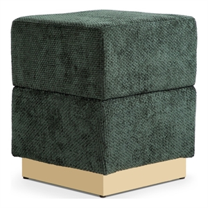 Furniture of America Renzo Chenille Square Cube Design Storage Stool in Green