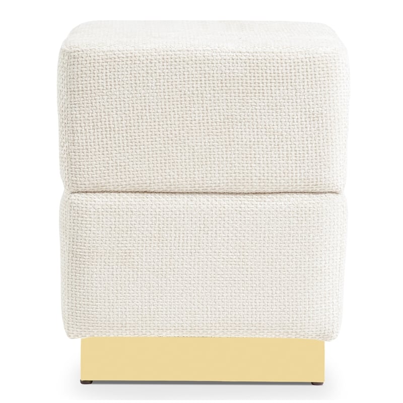 Furniture of America Renzo Chenille Square Cube Design Storage Stool in Beige