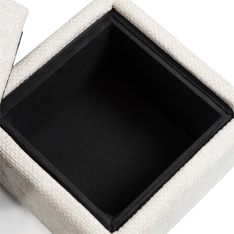 Furniture of America Renzo Chenille Square Cube Design Storage Stool in Beige