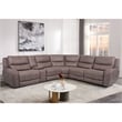 Furniture of America Jimmy Solid Wood L-Shaped Power Sectional with USB in Brown