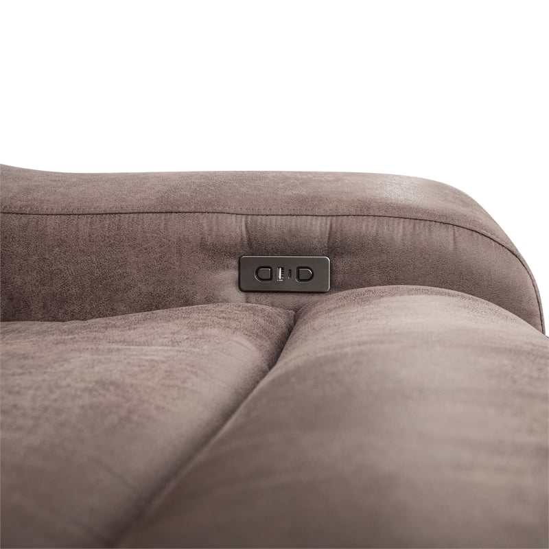 Furniture of America Jimmy Solid Wood L-Shaped Power Sectional with USB in Brown