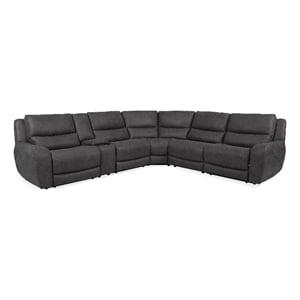 Furniture of America Jimmy Solid Wood L-Shaped Power Sectional with USB in Gray