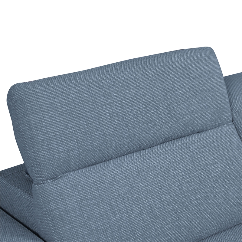 Furniture of America Kirel Fabric Swivel Arm L-Shaped Blue Power Sectional