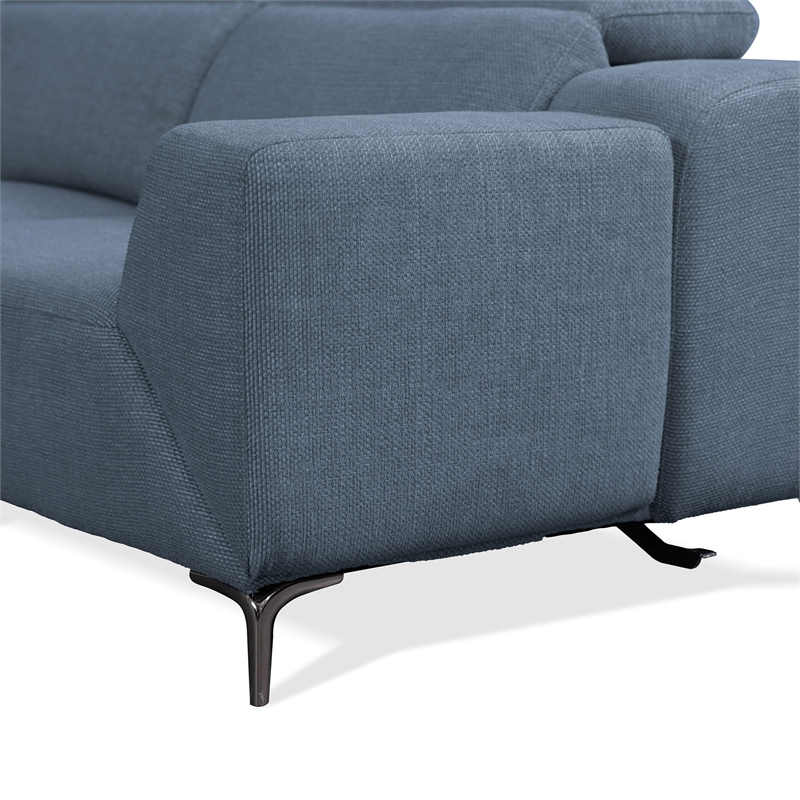 Furniture of America Kirel Fabric Swivel Arm L-Shaped Blue Power Sectional