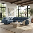 Furniture of America Kirel Fabric Swivel Arm L-Shaped Blue Power Sectional