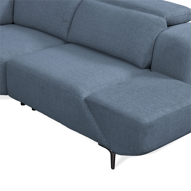 Furniture of America Kirel Fabric Swivel Arm L-Shaped Blue Power Sectional