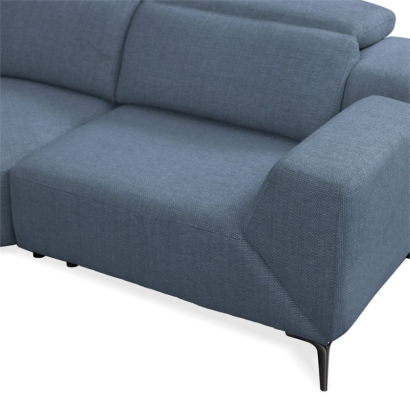 Furniture of America Kirel Fabric Swivel Arm L-Shaped Blue Power Sectional