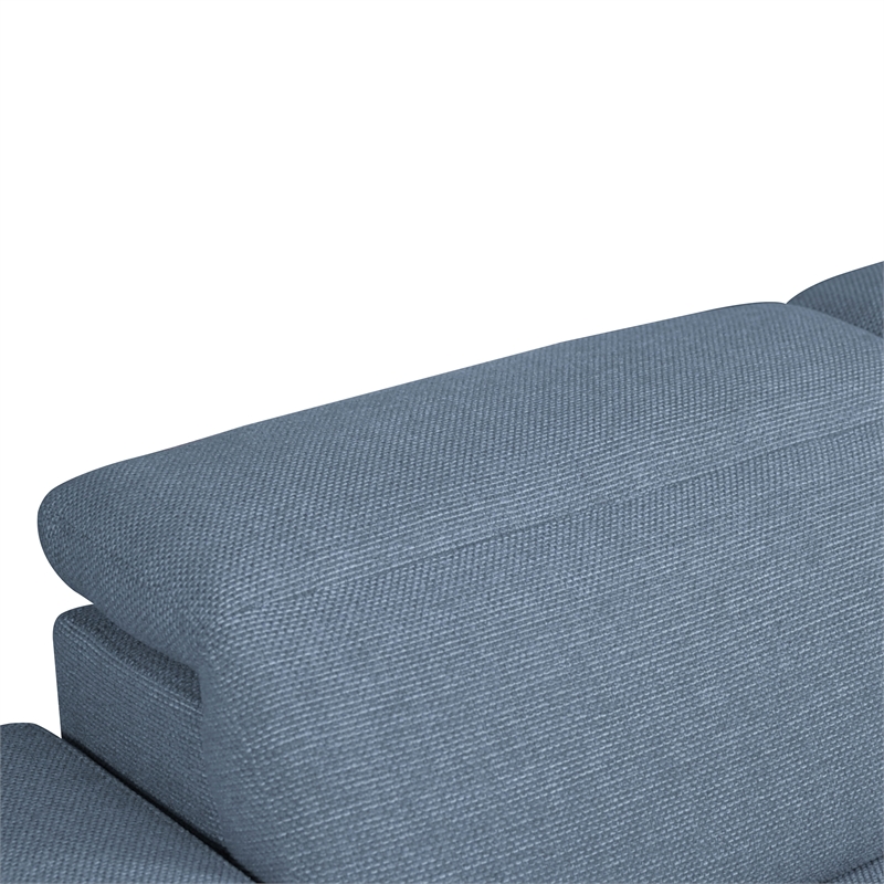 Furniture of America Kirel Fabric Swivel Arm L-Shaped Blue Power Sectional