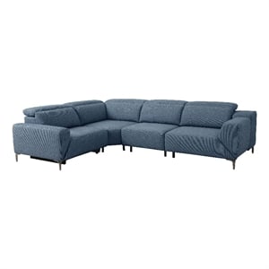 Furniture of America Kirel Fabric Swivel Arm L-Shaped Blue Power Sectional