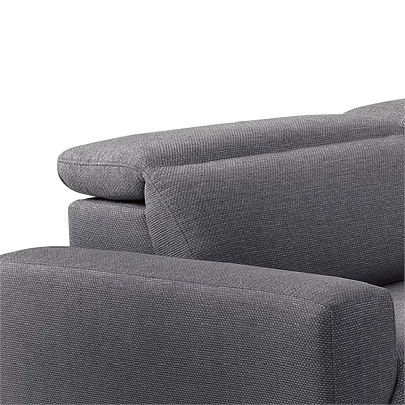 Furniture of America Kirel Fabric Swivel Arm L-Shaped Gray Power Sectional