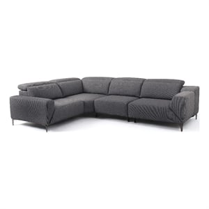 Furniture of America Kirel Fabric Swivel Arm L-Shaped Gray Power Sectional